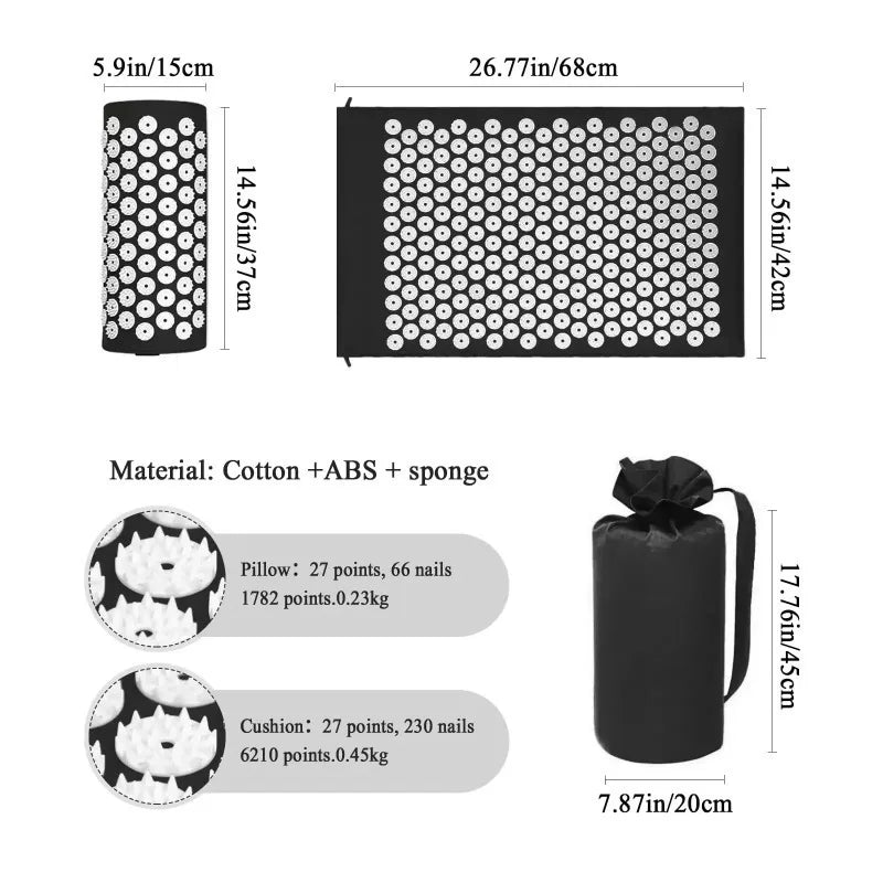 Acupressure Mat & Pillow Set — Full Body Stress & Pain Relief